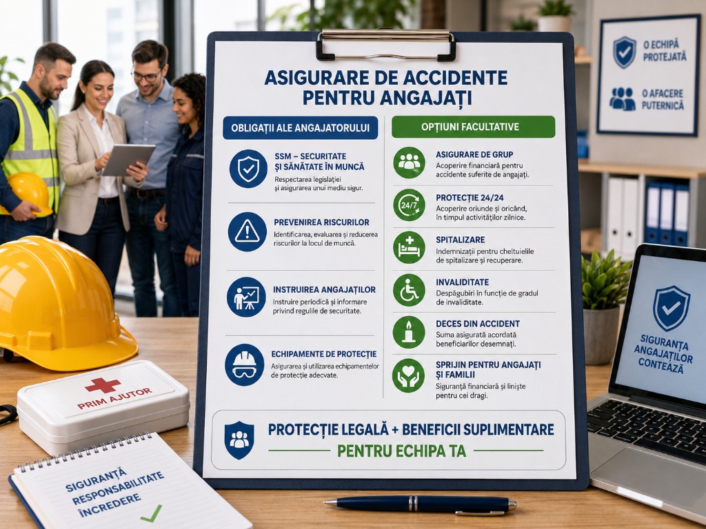 Asigurare de accidente pentru angajați: obligații ale angajatorului vs opțiuni facultative