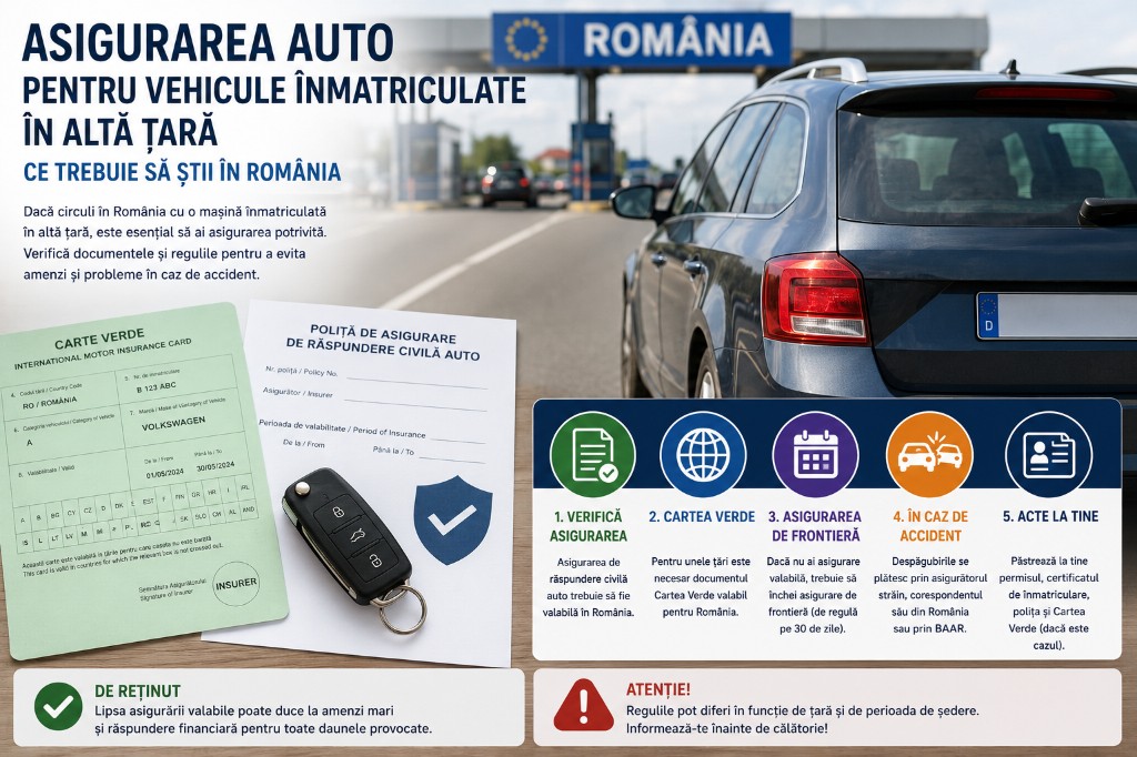 Asigurarea auto pentru vehicule înmatriculate în altă țară — ce trebuie să știi în România