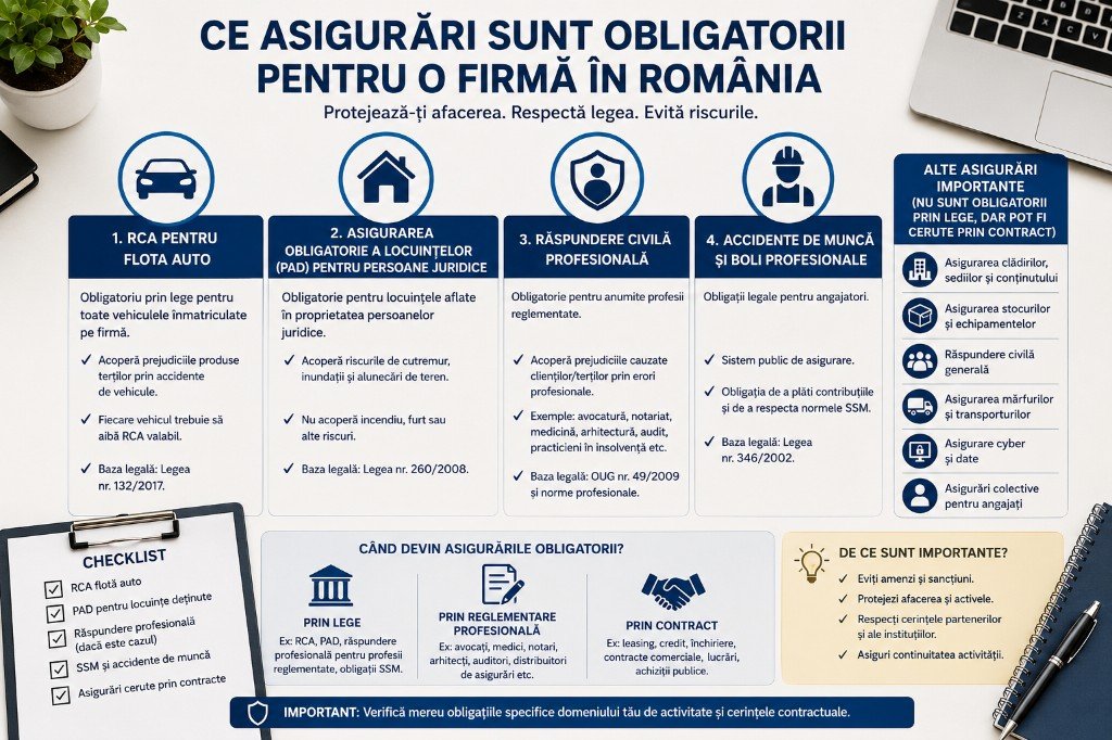 Ce asigurări sunt obligatorii pentru o firmă în România