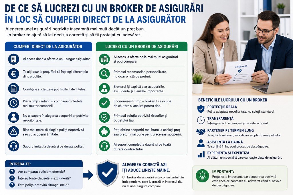 De ce să lucrezi cu un broker de asigurări în loc să cumperi direct